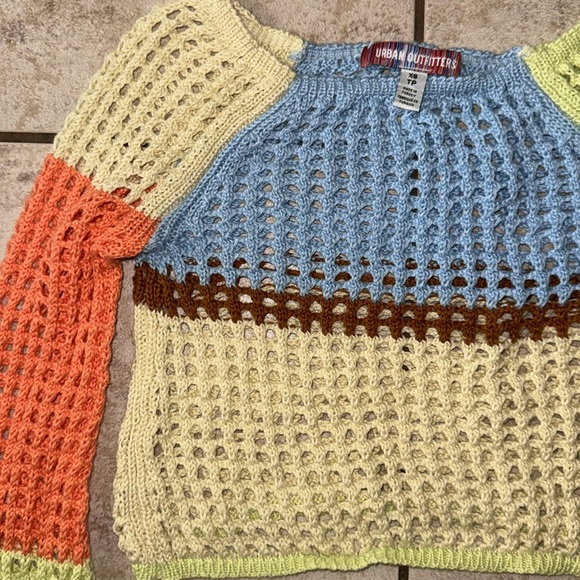 UO • Chloe Cropped Knit Sweater Colorful Festival Size XS Boho - Picture 5 of 8